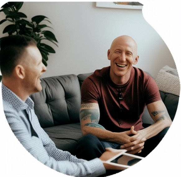 Mental Health Coach sitting with a male client